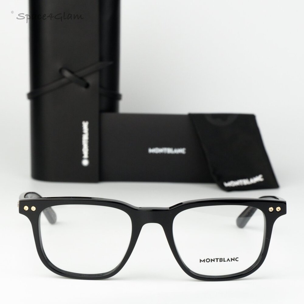 Montblanc Men Eyeglasses Black Demo Square MB0256O 001 NEW AUTHENTIC